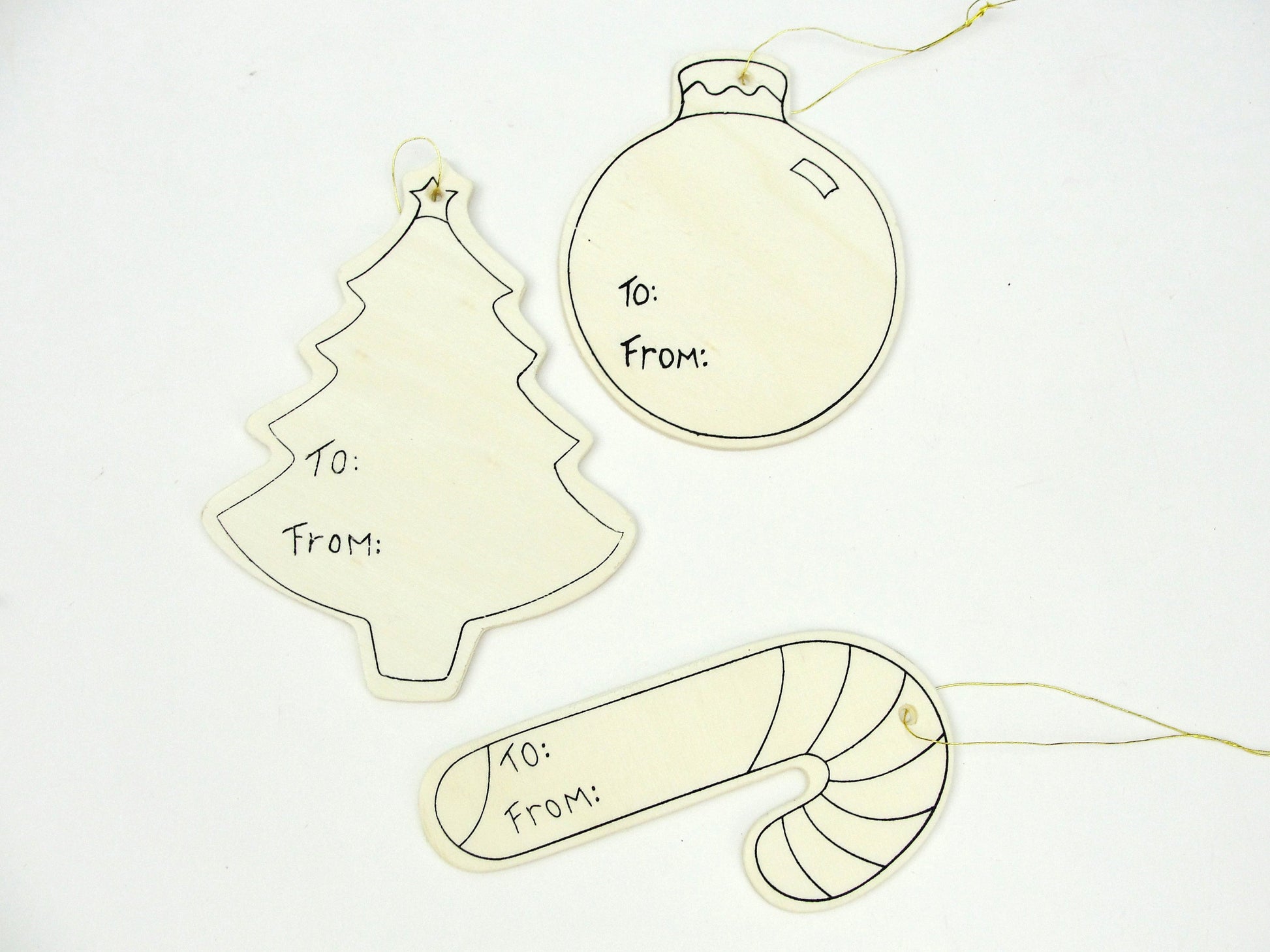 Wooden Christmas gift tags to decorate set of 12 - Wood parts - Craft Supply House