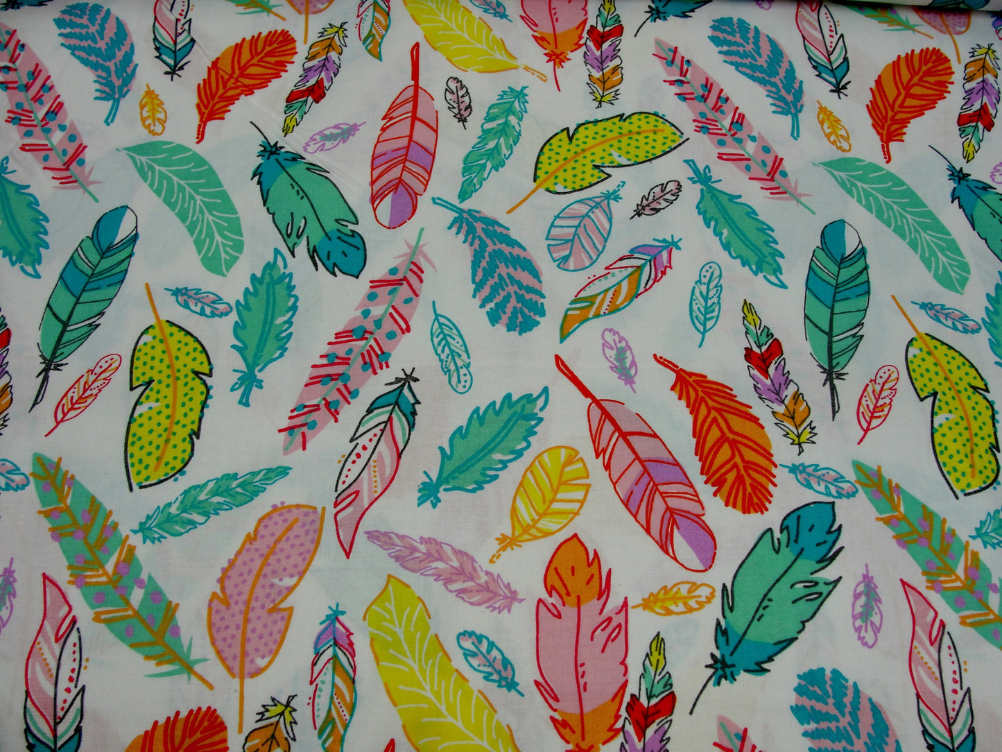 3 wishes feather pastel on white fabric yardage - Fabric - Craft Supply House