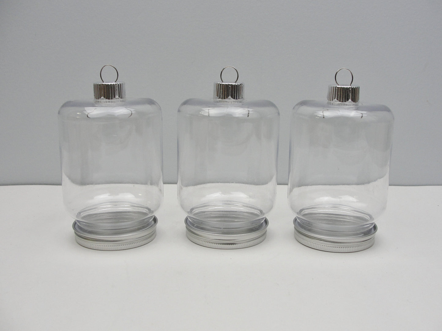 Plastic fillable mason jar shaped ornament diy set of 3 -  - Craft Supply House