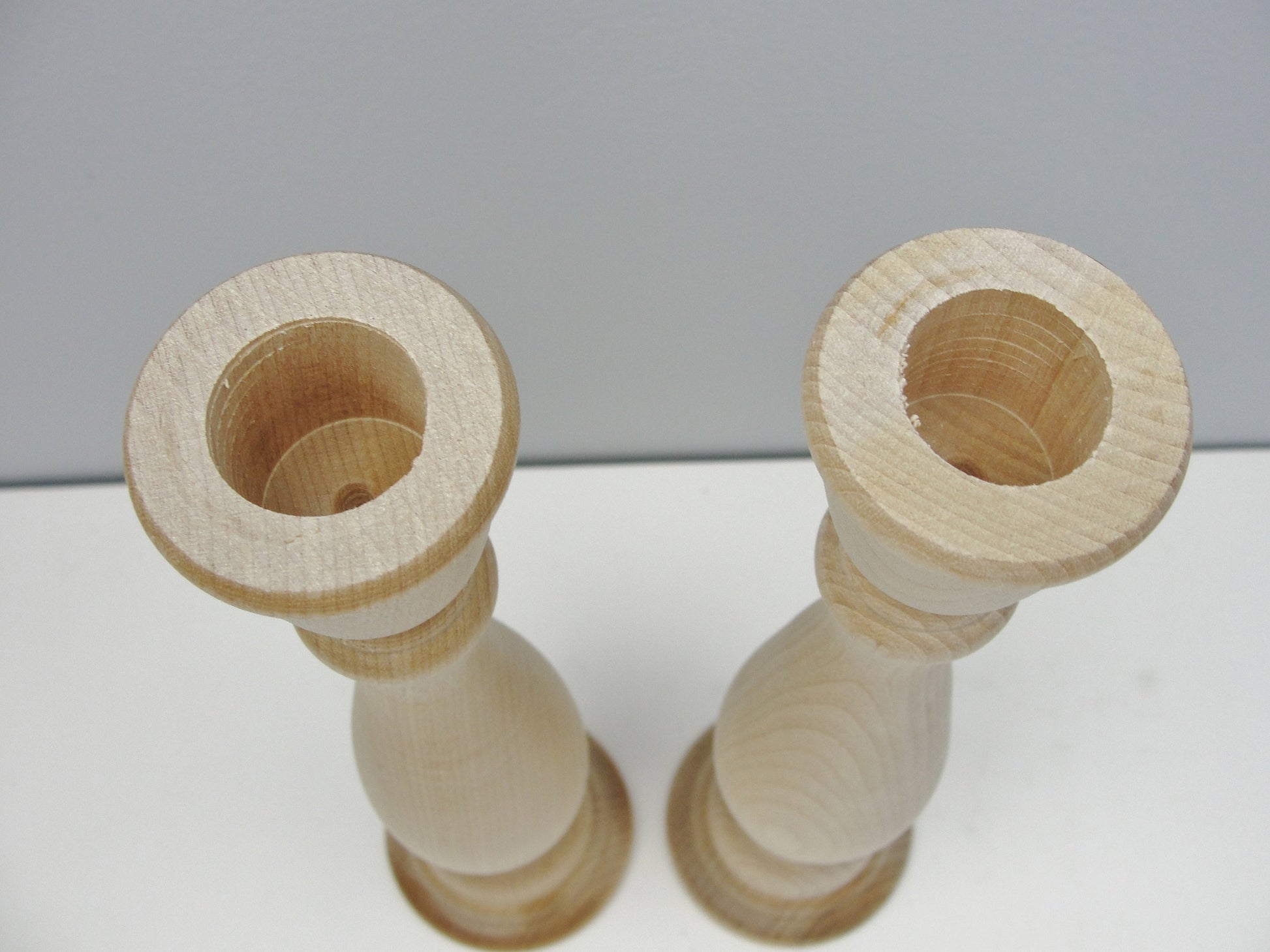 9 1/4" wood candle stick pair, candlestick pair, candle holders set of 2 - Wood parts - Craft Supply House