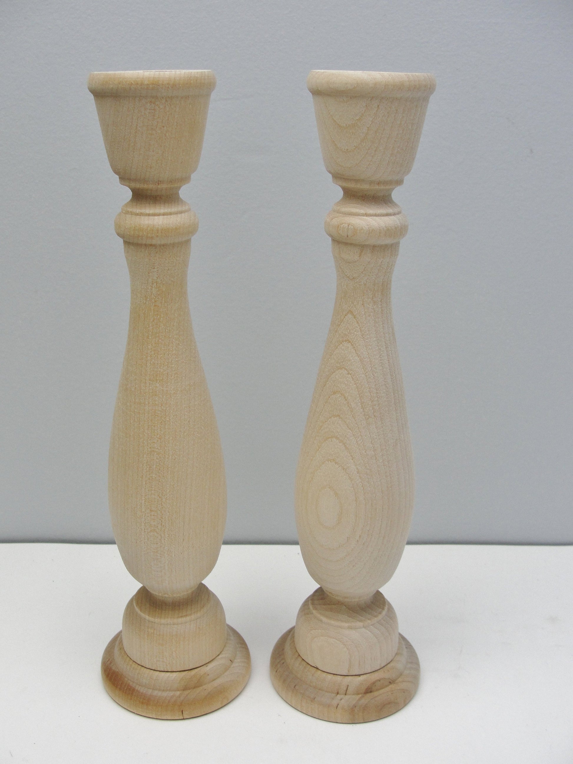 9 1/4" wood candle stick pair, candlestick pair, candle holders set of 2 - Wood parts - Craft Supply House