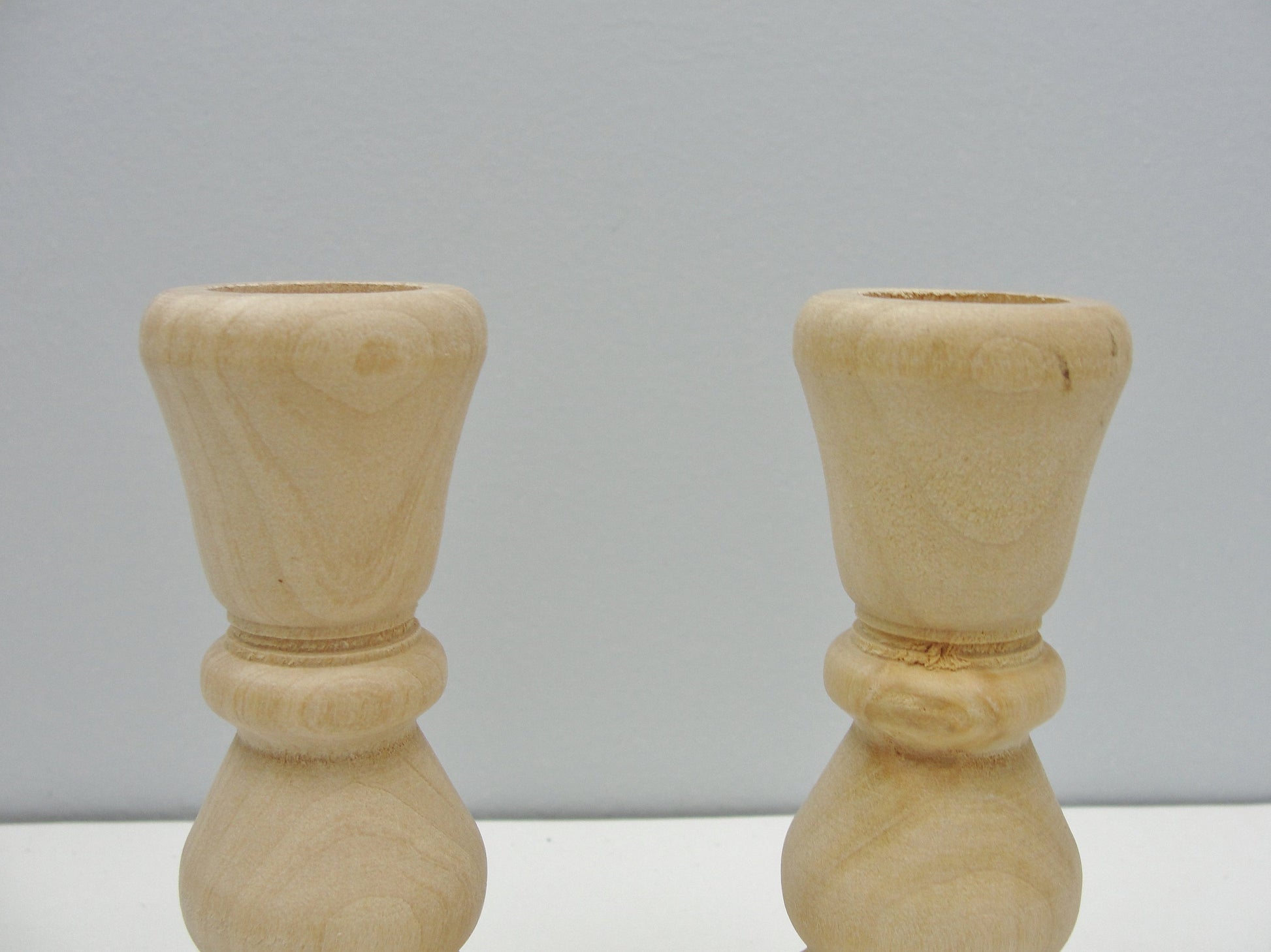 4 inch wood candle stick pair, candlestick pair, candle holders set of 2 - Wood parts - Craft Supply House