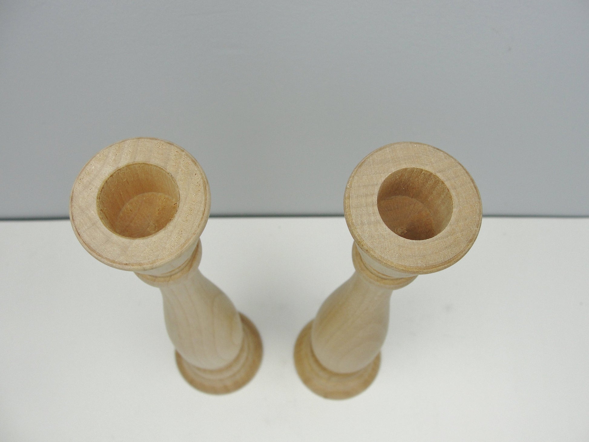11" wood candle sticks set of 2 - Wood parts - Craft Supply House