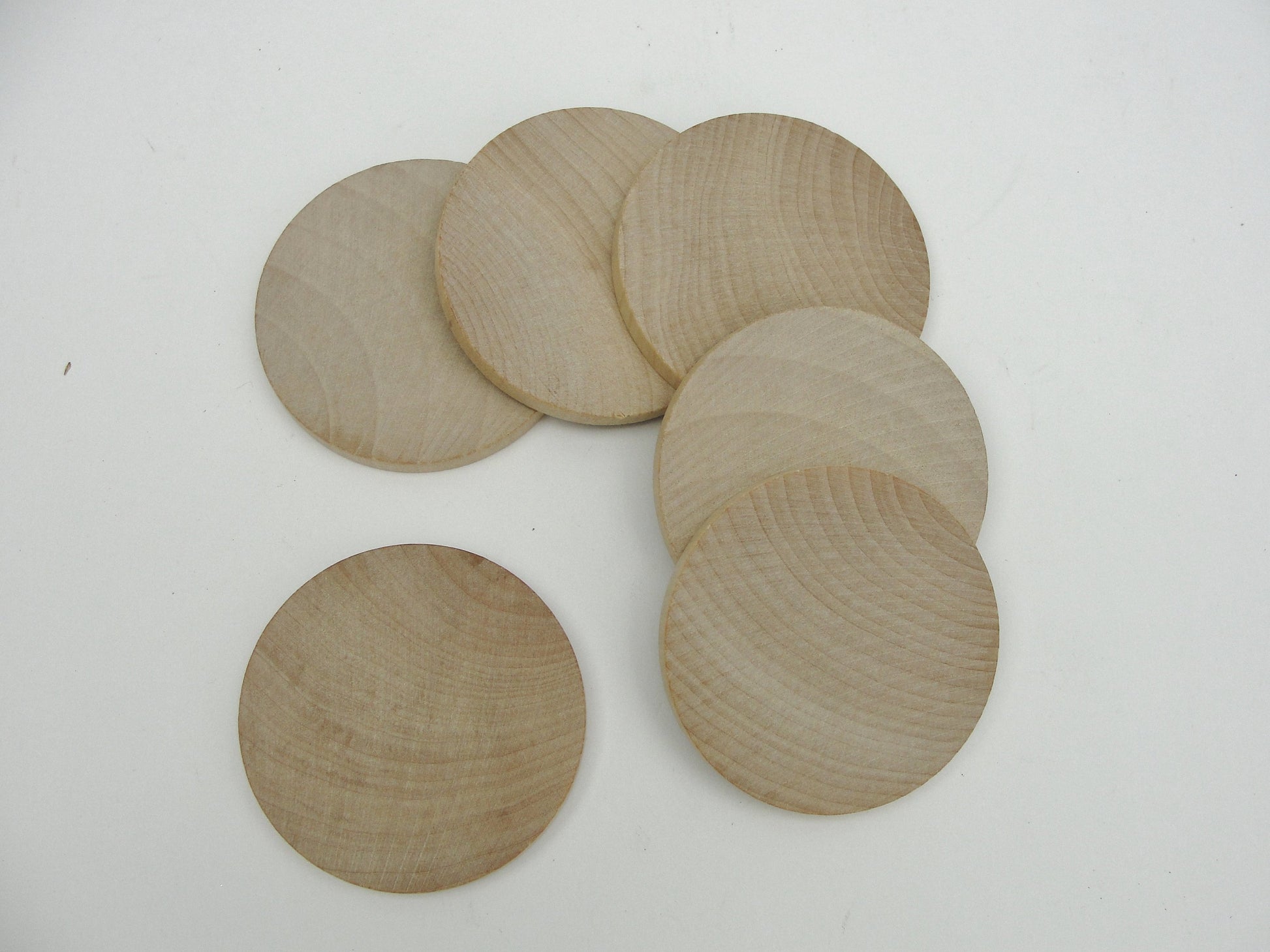 6 Wooden 2 1/2" circles, wood disk, wood disc unfinished DIY - Wood parts - Craft Supply House