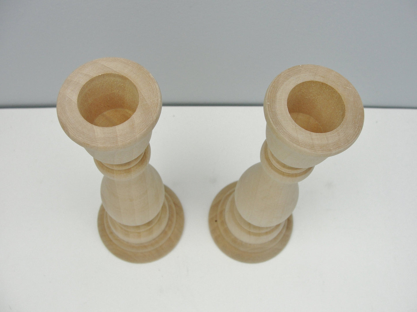 6 3/4" wood candle stick pair, candlestick pair, candle holders set of 2 - Wood parts - Craft Supply House