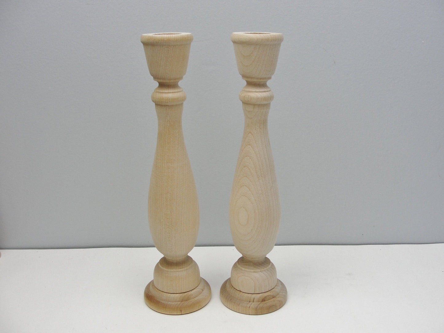 9 1/4" wood candle stick pair, candlestick pair, candle holders set of 2 - Wood parts - Craft Supply House
