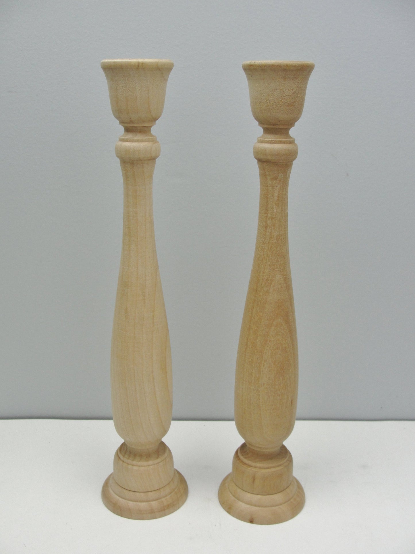 11" wood candle sticks set of 2 - Wood parts - Craft Supply House