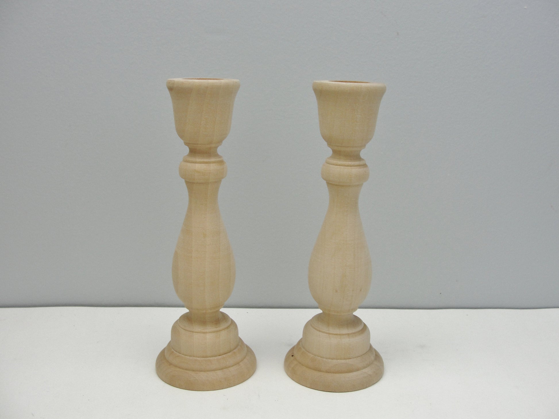 6 3/4" wood candle stick pair, candlestick pair, candle holders set of 2 - Wood parts - Craft Supply House