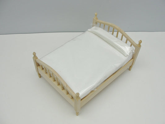 Dollhouse furniture miniature double bed with spindle headboard - Miniatures - Craft Supply House