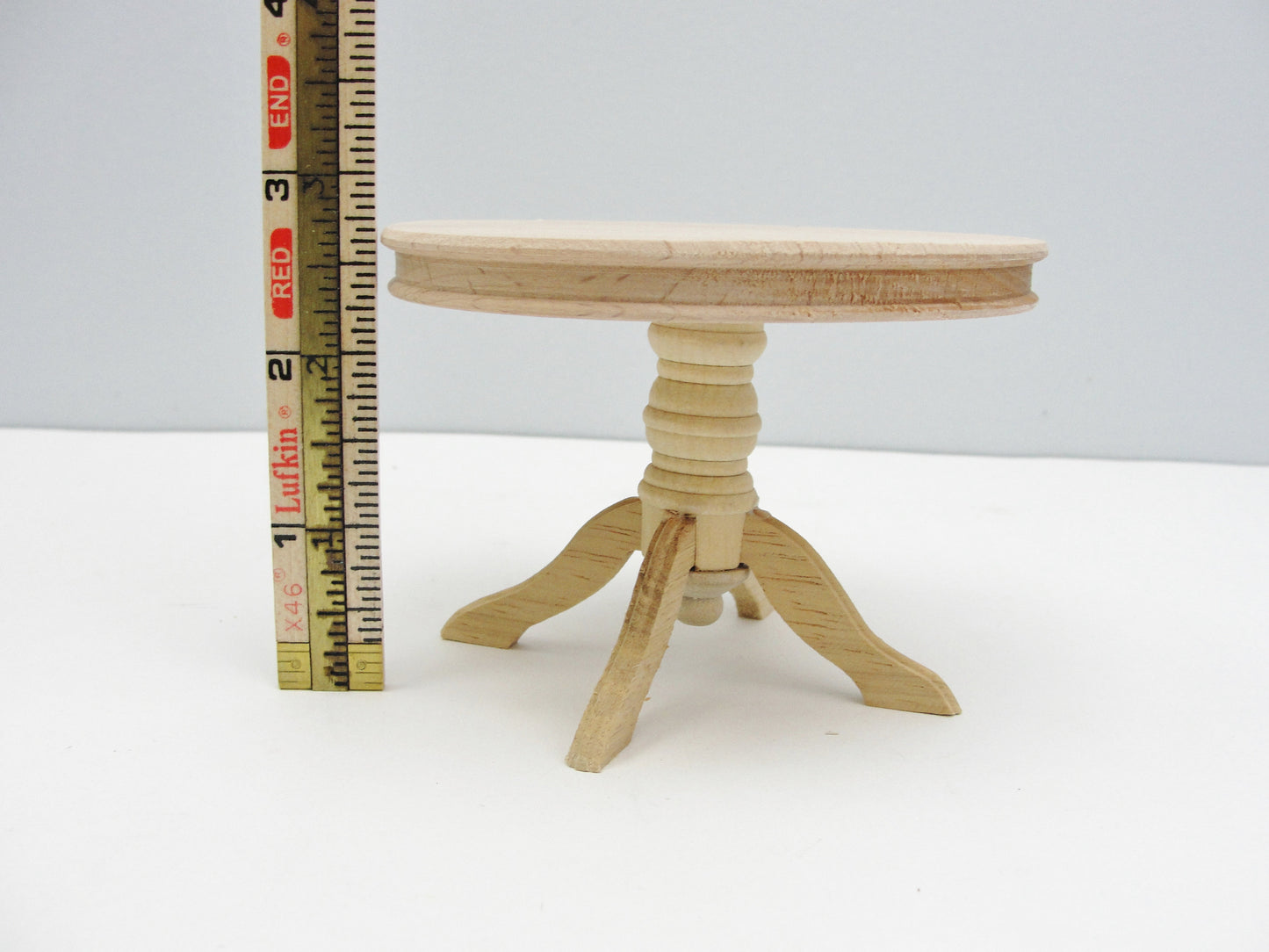 Dollhouse furniture miniature round oak pedestal table - Miniatures - Craft Supply House