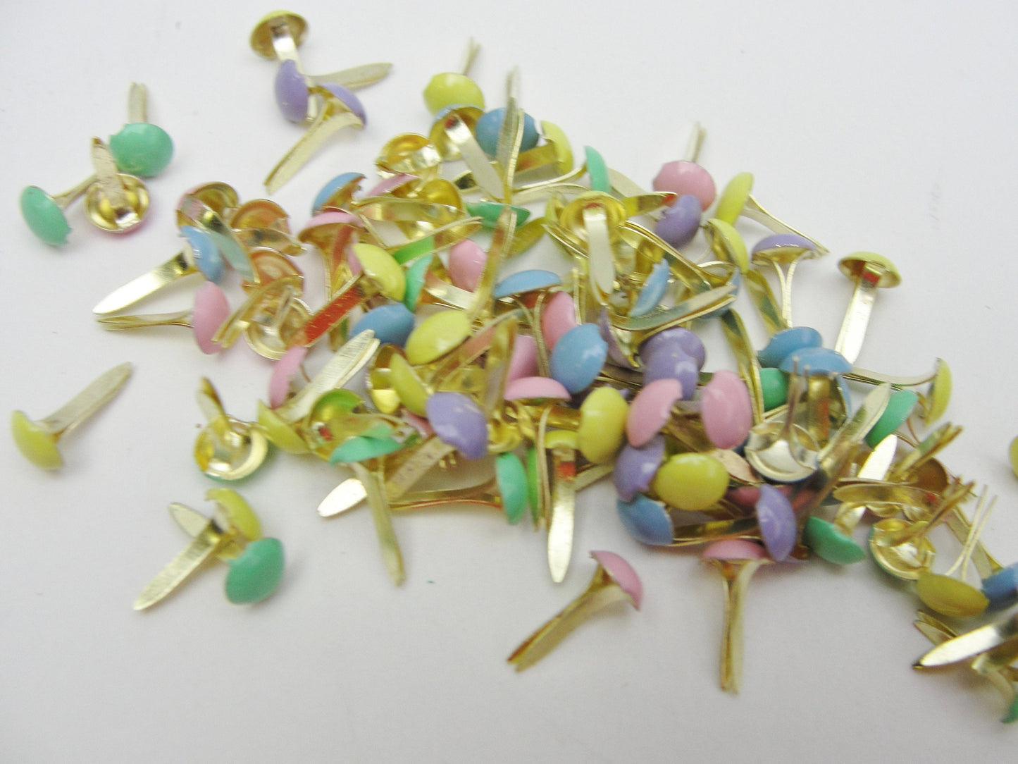 Mini 3mm brads pick your color pastel, metal, metallic, antique, pearl