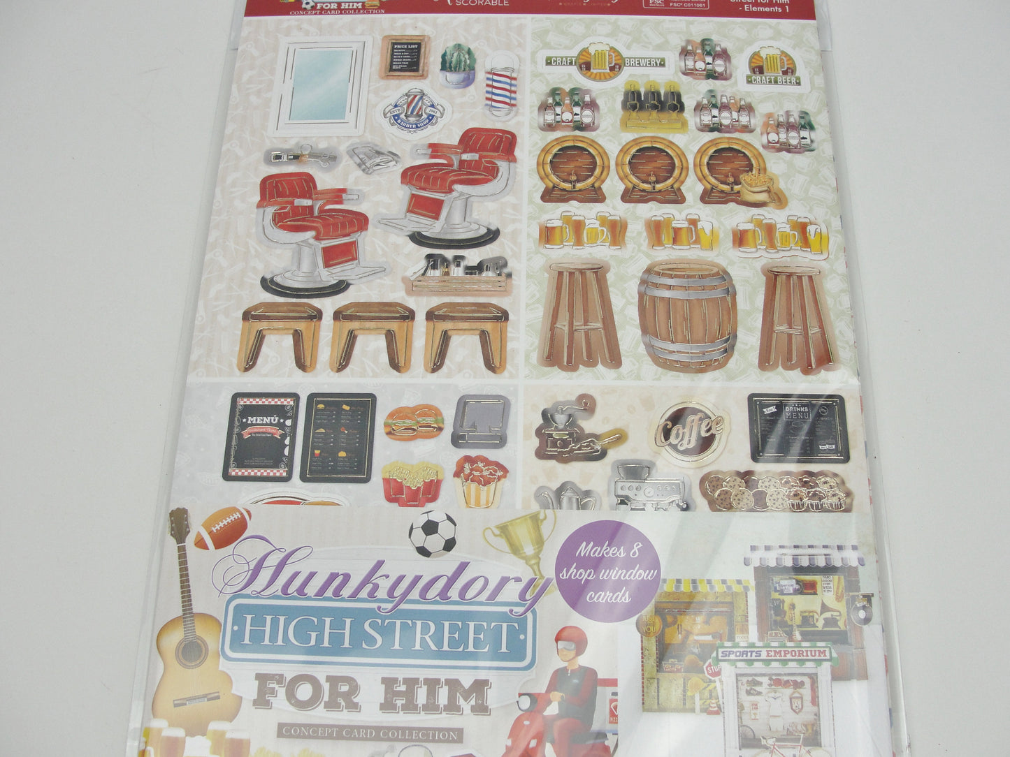 Hunkydory Highstreet for Him card making kit makes 8 cards - Mixed Media Art Supplies - Craft Supply House