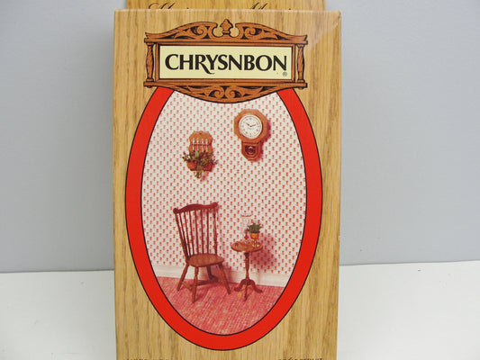 Miniature dollhouse candlestand table, clock, spoon rack, and duxbury chair kit