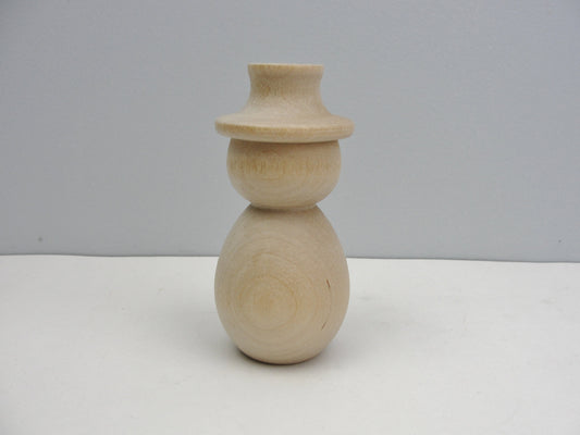 Large 4" Turned wooden snowman unfinished