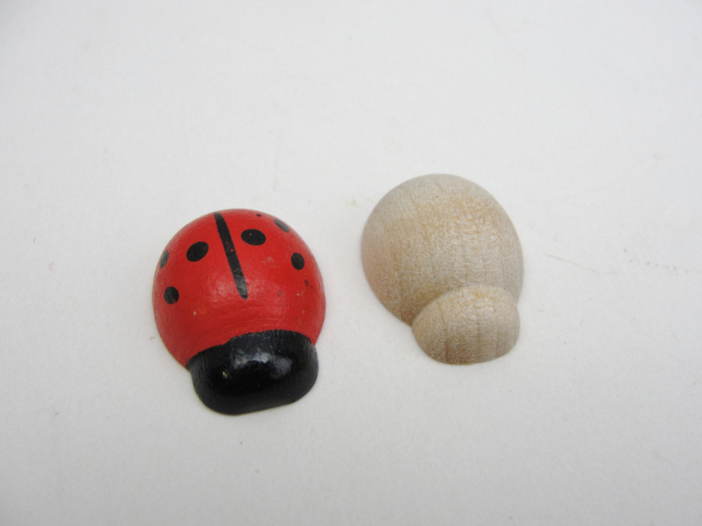 Wooden ladybug choose between unfinished or painted red 1" long set of 6