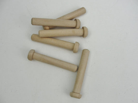 Large wooden peg 2 1/8" toy axle unfinished DIY set of 6