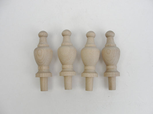 Small decorative wooden finial set of 4