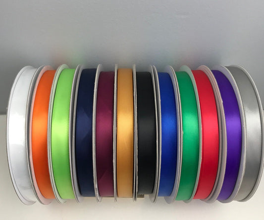 Single faced satin ribbon 5/8"  wide 100 yard spools pick your color