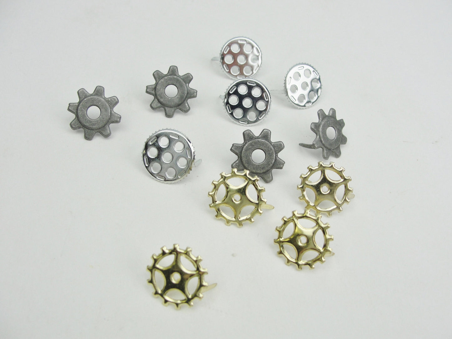 Steampunk theme brads paper fasteners choose pocket watch, gears, eye glasses, compass, wizard