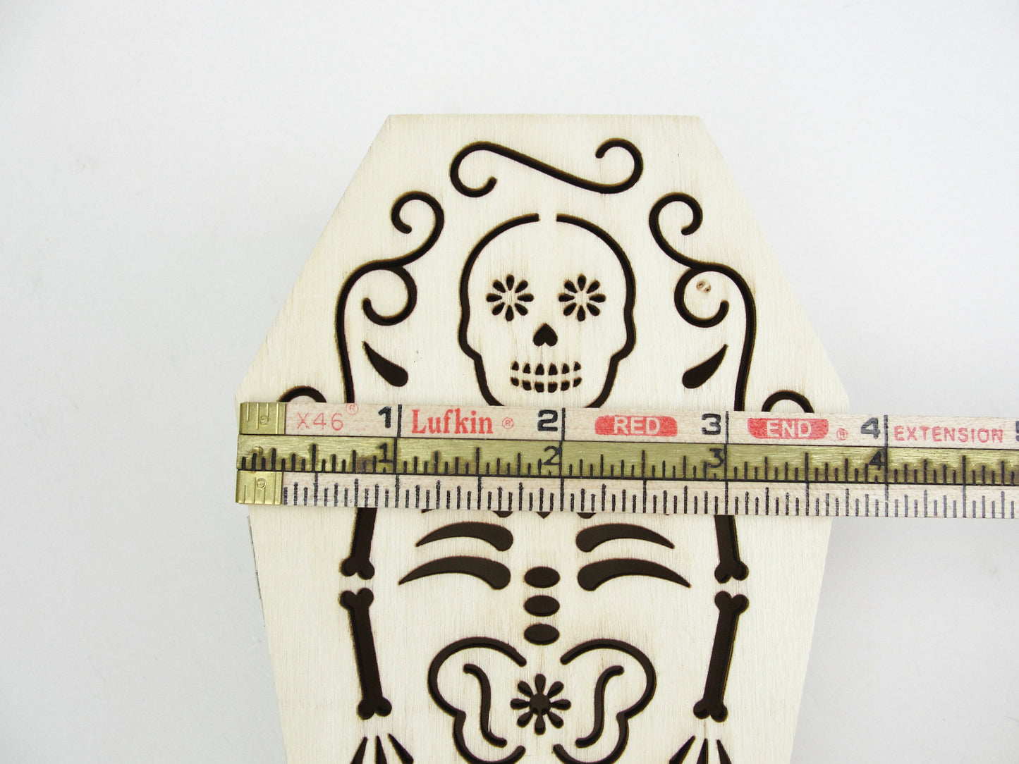 Wooden coffin choose your style sugar skull or skeleton