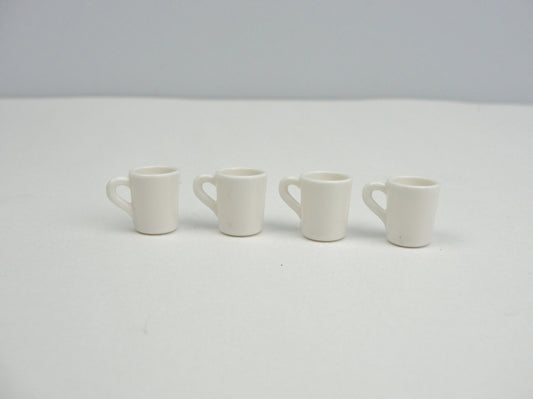Dollhouse miniature white mugs (empty) set of 4
