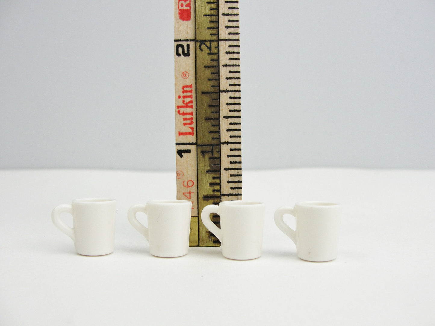 Dollhouse miniature white mugs (empty) set of 4