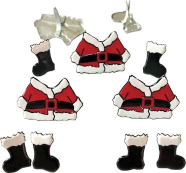 Christmas and Holiday brads paper fastener Santa, Elf, Snowman, Gingerbread, Candy cane, Holly, Nutcracker