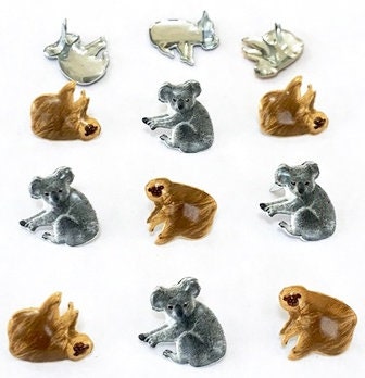 Animal theme brads paper fasteners choose deer, cat, dog, rabbit, sloth, koala, owl, llama, flamingo