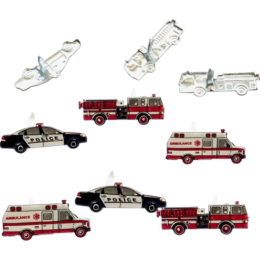 Transportation brads paper fasteners motorcycle, first responder, classic car, tractor, truck