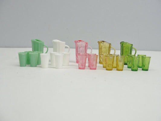 Dollhouse miniature pitcher and glasses choose your color
