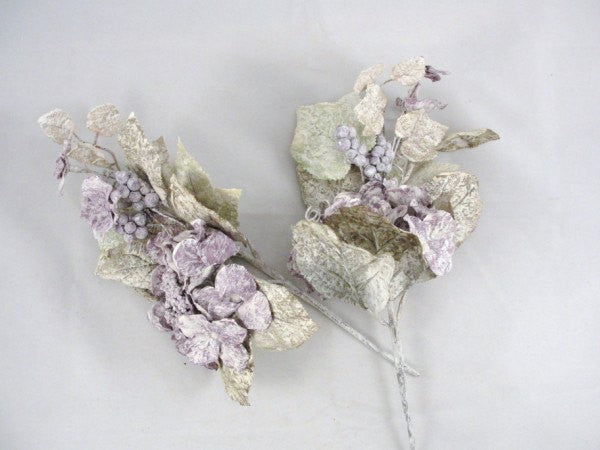 2 Purple Frosted Hydrangea picks - Floral Supplies - Craft Supply House