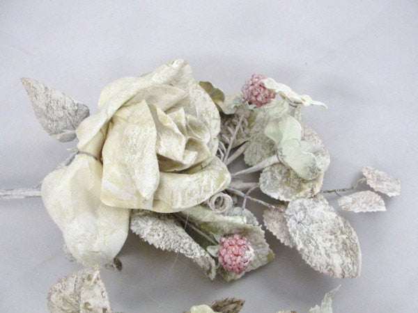 Elegant Green frosted rose floral picks set of 2 - Floral Supplies - Craft Supply House