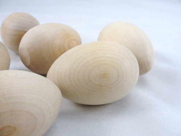 Lifesize wooden hen egg set of 6 - Wood parts - Craft Supply House