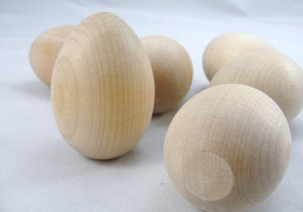 Lifesize wooden hen egg set of 6 - Wood parts - Craft Supply House