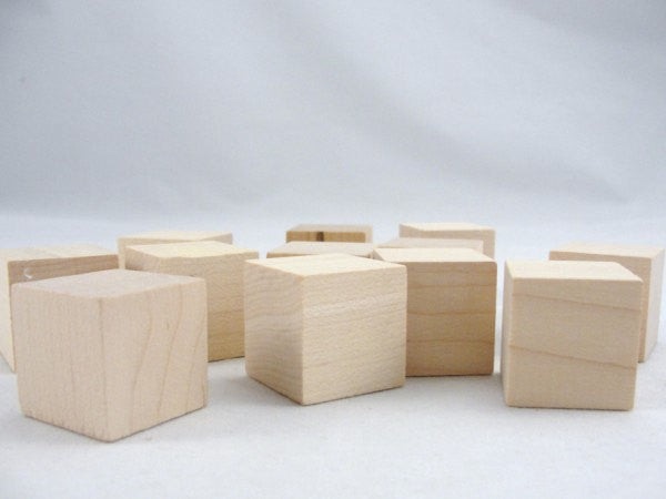 Unfinished 1" Small wooden cube, one inch wooden blocks.  Choose your quantity - Wood parts - Craft Supply House