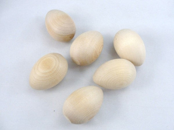 Lifesize wooden hen egg set of 6 - Wood parts - Craft Supply House