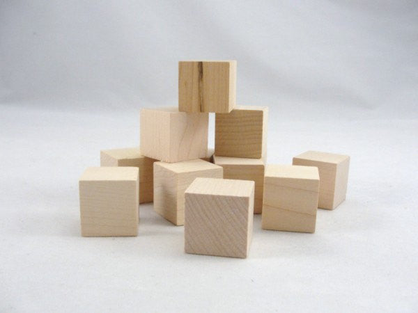 Unfinished 1" Small wooden cube, one inch wooden blocks.  Choose your quantity - Wood parts - Craft Supply House