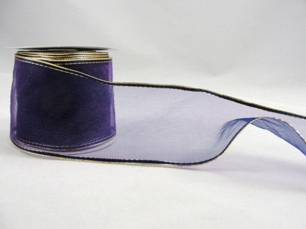 Wire Edge Floral Ribbon Sheer purple 2.5" wide - Floral Supplies - Craft Supply House