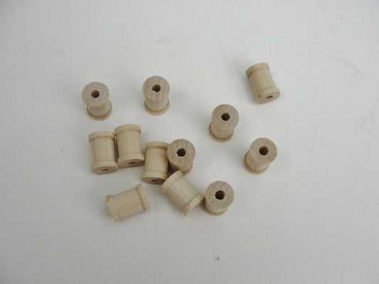 Little wooden spools 1/2" x 3/8" set of 12, wood spools