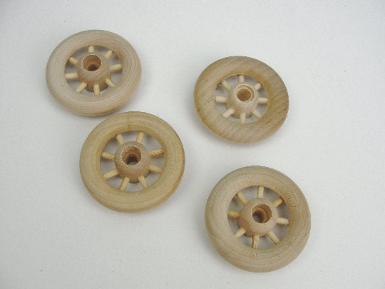 2" spoked wood wheel set of 4