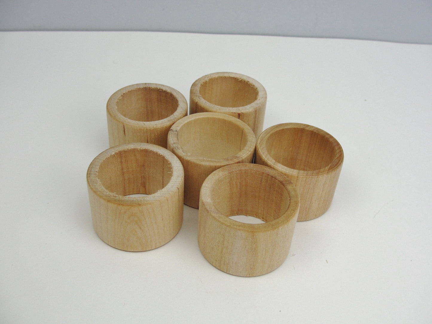 Unfinished wood napkin ring wooden tube set of 6 choose plain or grooved