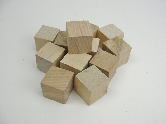 Small wooden cube 3/4" wood block set of 12
