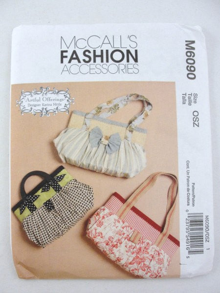 Fashion Accessories purse pattern McCalls pattern M6090 - Patterns - Craft Supply House