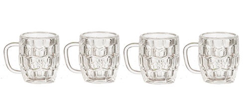 Miniature beer mugs set of 4 remiscent of Arcoroc France thumbprint Britannia