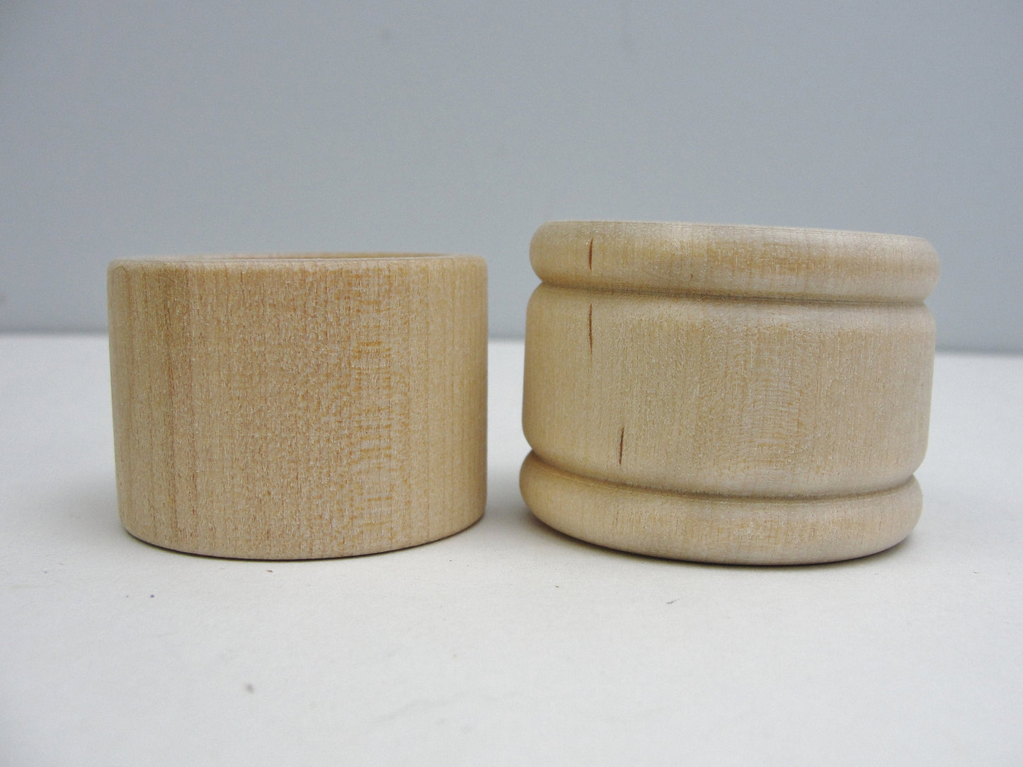 Unfinished wood napkin ring wooden tube set of 6 choose plain or grooved