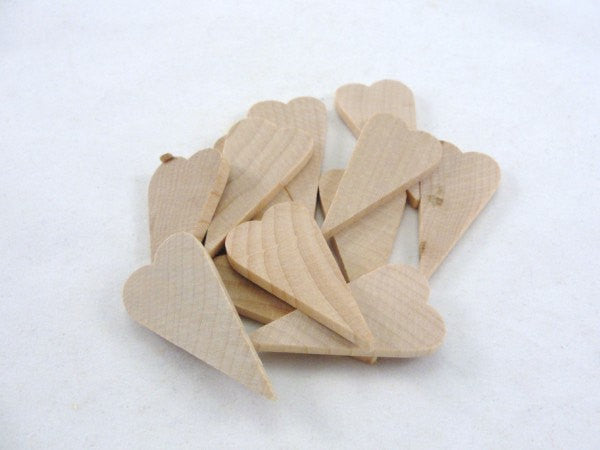 12 Small primitive wood hearts 1 1/2 inch (1.5") long 1/8" thick - Wood parts - Craft Supply House