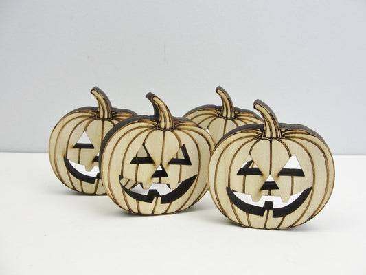 Wooden jack o'lantern cutout diy set of 4