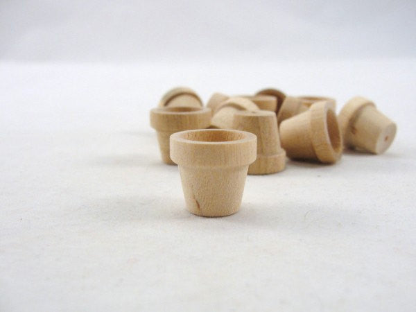 Miniature wooden flower pot 5/8" (1.59 cm) set of 12 - Wood parts - Craft Supply House