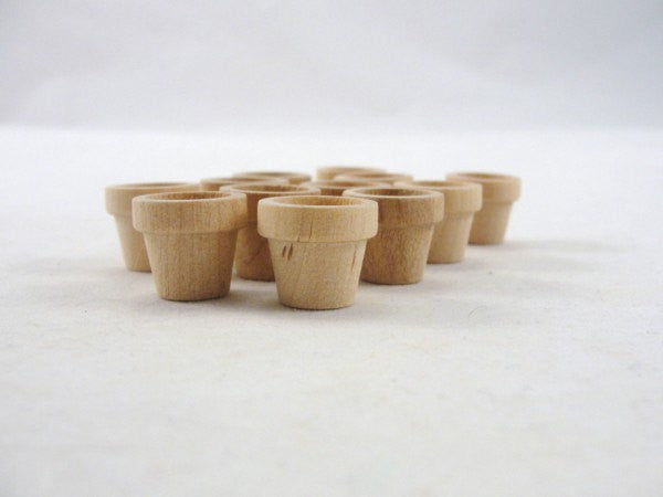 Miniature wooden flower pot 5/8" (1.59 cm) set of 12 - Wood parts - Craft Supply House