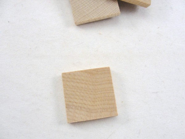 Wooden square tile one inch 1" x 3/16" thick set of 12 - Wood parts - Craft Supply House